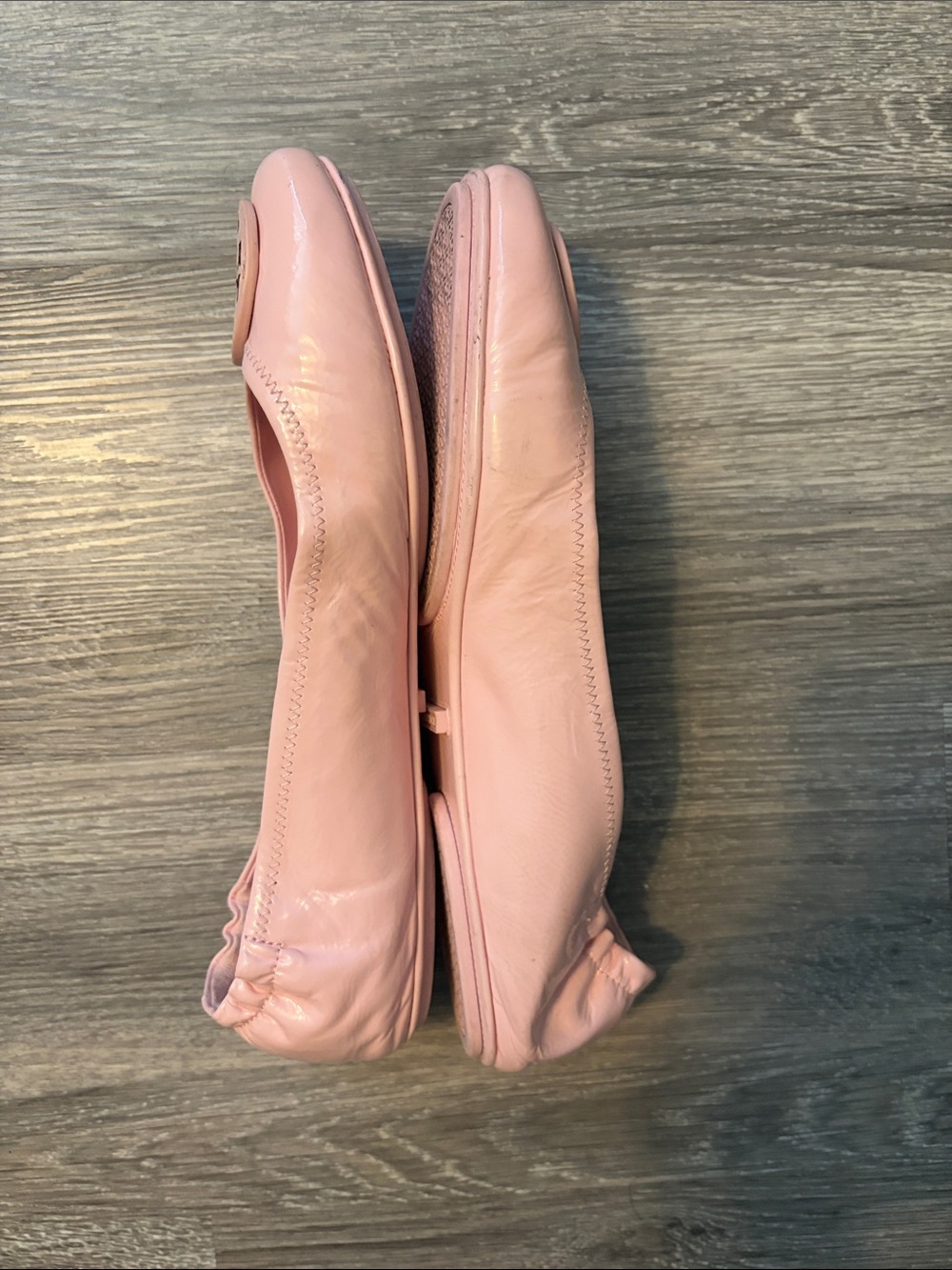 Tory Burch Blush Pink Leather Logo Ballet Flats - Picture 3 of 6
